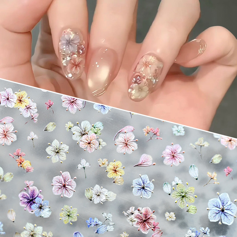 นูนฤดูร้อนดอกไม้เล็บสติกเกอร์ดอกไม้ที่มีสีสันเล็บ ง เอแคลส์ ดอกไม้ติดด้วยตนเองเล็บ แถบเลื่อน – โปรปัง