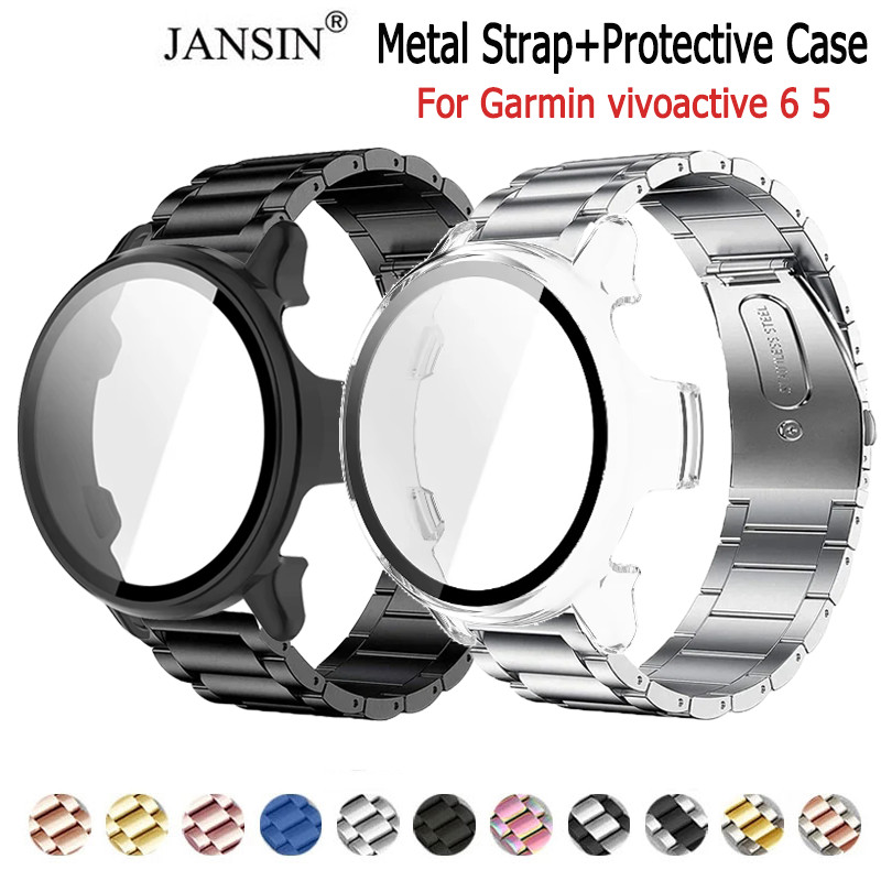 สําหรับ Garmin vivoactive 6 vivoactive 5 ห่วงแม่เหล็กสายนาฬิกาสแตนเลส + เคส PC Smart Watch
