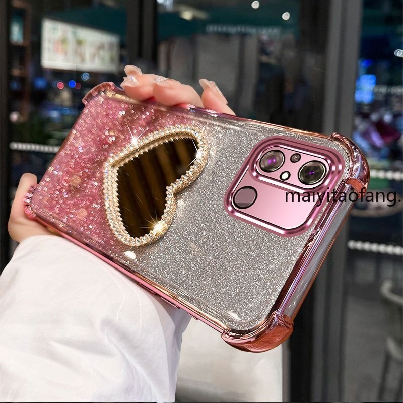 เคสสําหรับเคสโทรศัพท์ Redmi 12c กันกระแทก 3D Love กระจกแต่งหน้าเคสนิ่ม