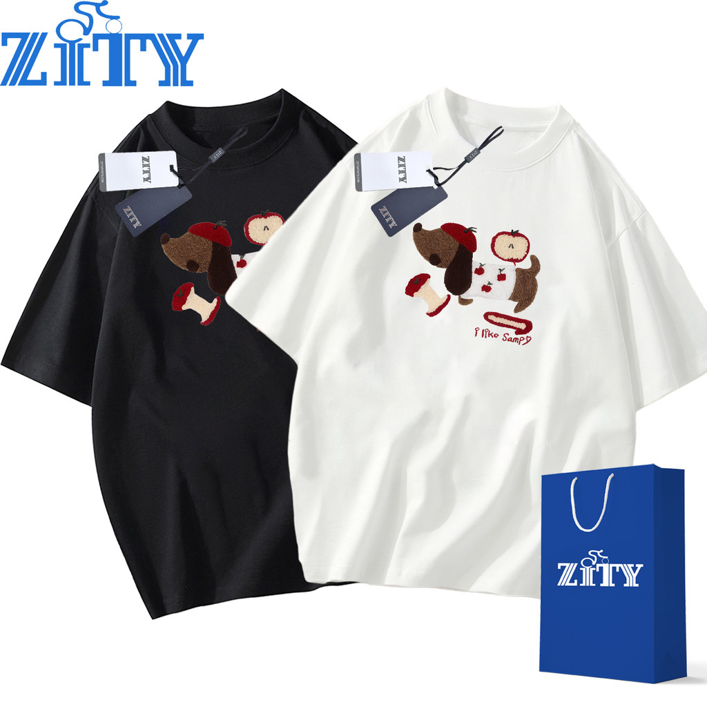 【FLASH SALE】🔥 ZITY Cute Puppy Printing คอกลม เสื้อยืดแขนสั้นผู้ชาย✨ เสื้อยืด oversizet shirt cuteboy Unisex ผ้าคอตตอน 100% สบายและหลวม   ด์และมีสไตล์ 🛒