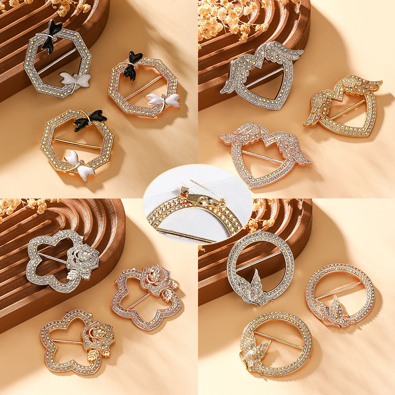Alloy Diamond-Studded Multi-Function ปรับหัวเข็มขัดหรูหรา Anti-slip ความปลอดภัยเข็มกลัดจัดเลี้ยง Workplace ผู้ถือเสื้อผ้า