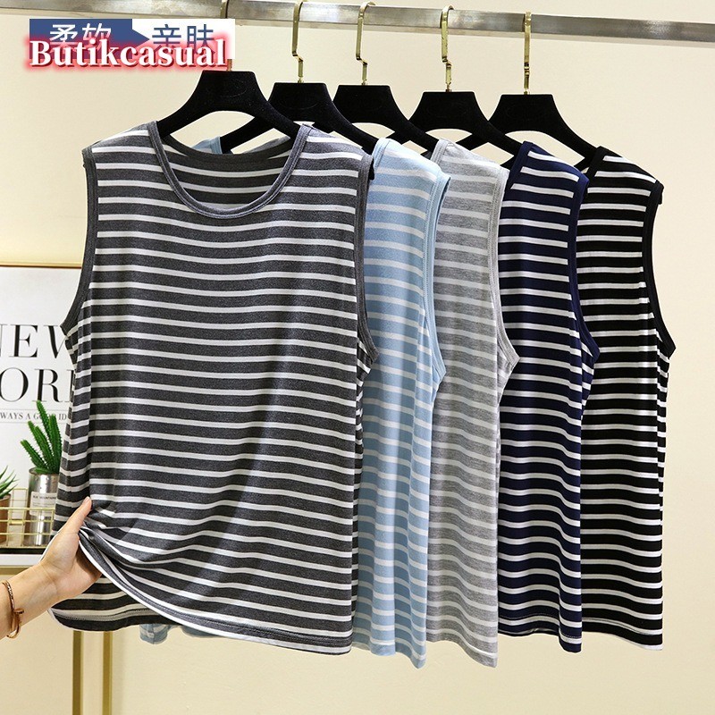 ผู้ชาย เป็นกิริยาช่วย เสื้อกั๊กลาย 2025 ฤดูร้อนบางเสื้อยืดแขนกุดขนาดใหญ่หลวมชุดนอน ชุดลําลอง