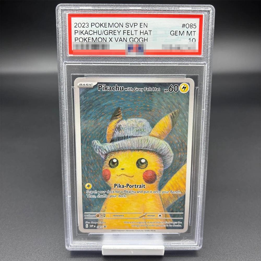 DIY PSA10 2023 PTCG VAN GOGH PIKACHU/GREY FELT หมวกคอลเลกชันการ์ด 10 จุดหนูการ์ดอะนิเมะการ์ดเกมของเล่น
