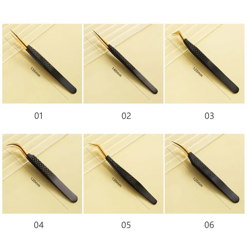 แหนบสำหรับขนตา 1 Pcs ขนตาแหนบ Superhard สเตนเลสแหนบความแม่นยำสูง Anti-Static 01/02/03/04/05/06