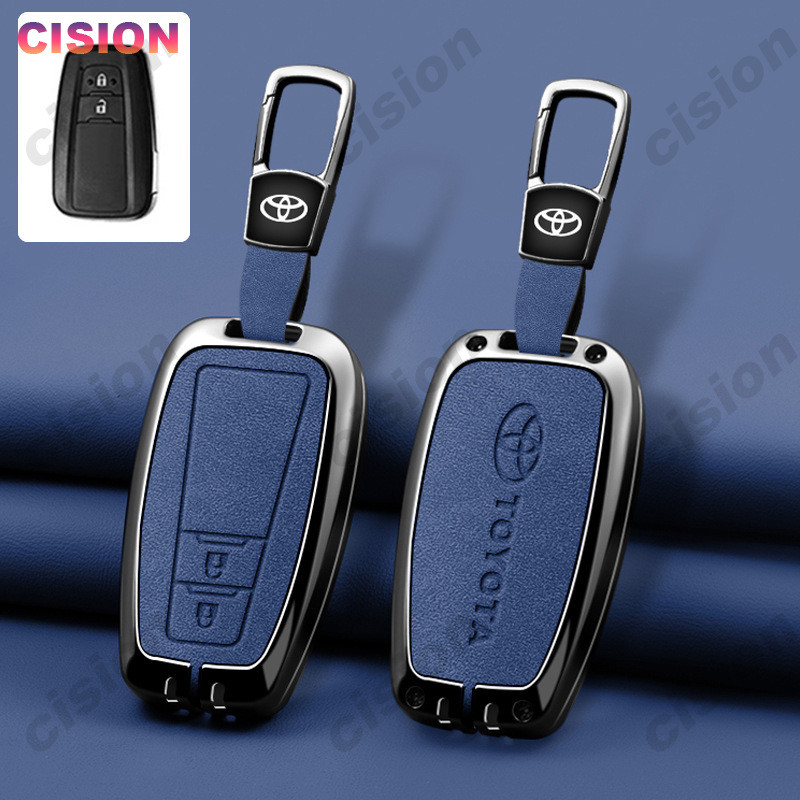 สังกะสีอัลลอยด์ Nubuck & รถฝาครอบพวงกุญแจปุ่มของแท้หนังสําหรับ Toyota Corolla Cross Altis CHR CH-R C