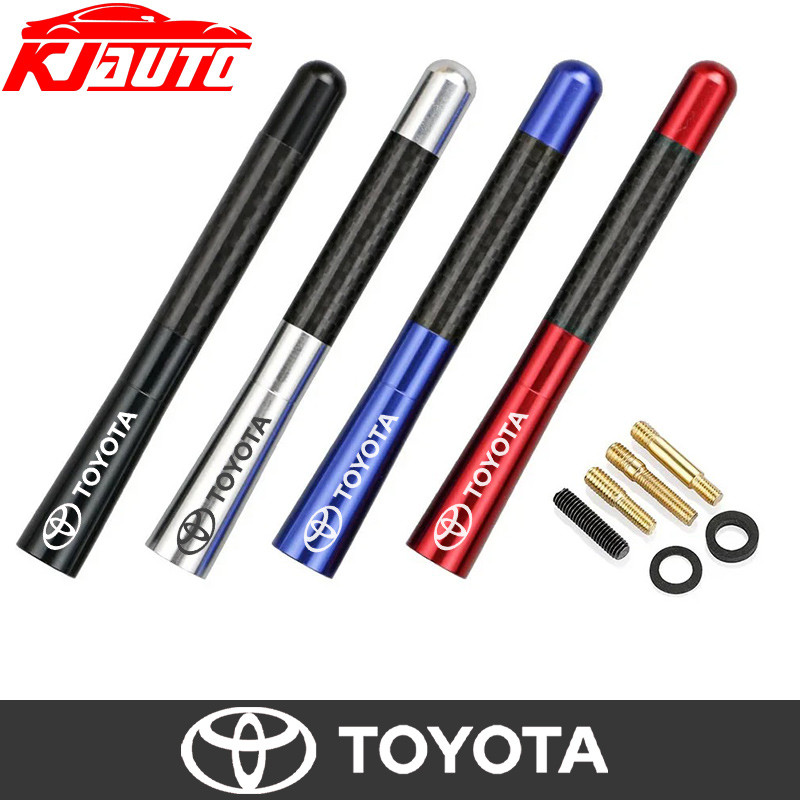 Universal 12 ซม.Toyota เสาอากาศรถยนต์คาร์บอนไฟเบอร์วิทยุ FM Antena ชุดสีดําสําหรับ Toyota Vios Raize Wigo Rush BZ4x Veloz Yaris Ativ Innova Avanza GR กีฬา TRD อุปกรณ์เสริมภายนอก