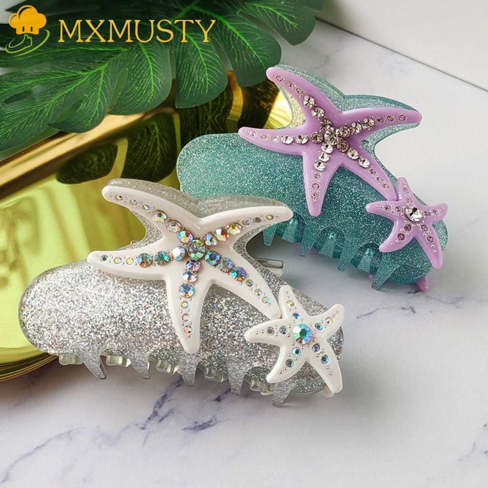 MXMUSTY อะซิเตทผมกรงเล็บ, พลอยเทียม สไตล์เกาหลีปลาดาวผมคว้าคลิป,ผ้าโพกศีรษะหวานกรดอะซิติกคลิปฉลามขนาดใหญ่ทุกวัน