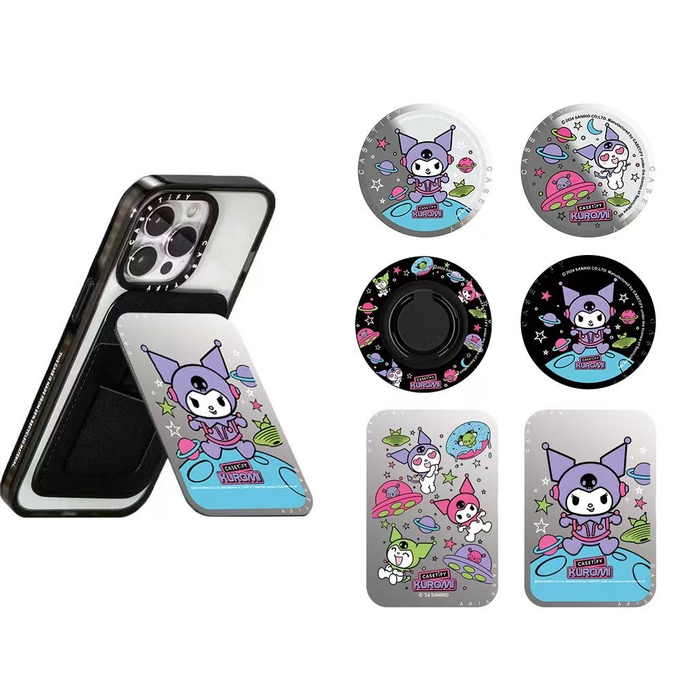 Kuromi CASE TiFY Card Holder Bracket Apple Watch Strap Mobile Magnetic Bracket Ring Holder Strong Ma