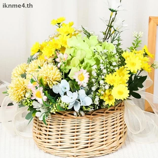 [ikn] Willow หวายสีเหลืองตะกร้าจัดดอกไม้ตะกร้าสานแข็งแรงขนาดเล็กตะกร้าหวายแฮนด์เมด [TH]
