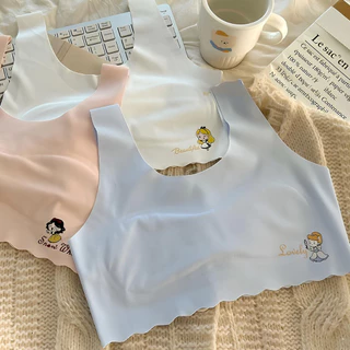{ยกแพ็ค 4 ชิ้น 4 สี} เสื้อชั้นในเด็กผู้หญิง บราเสริมฟองน้ําเด็ก แบบสวม ฟองน้ําเย็บติด ยืดหยุ่นสูง สําหรับนักเรียนสาววัยรุ่น