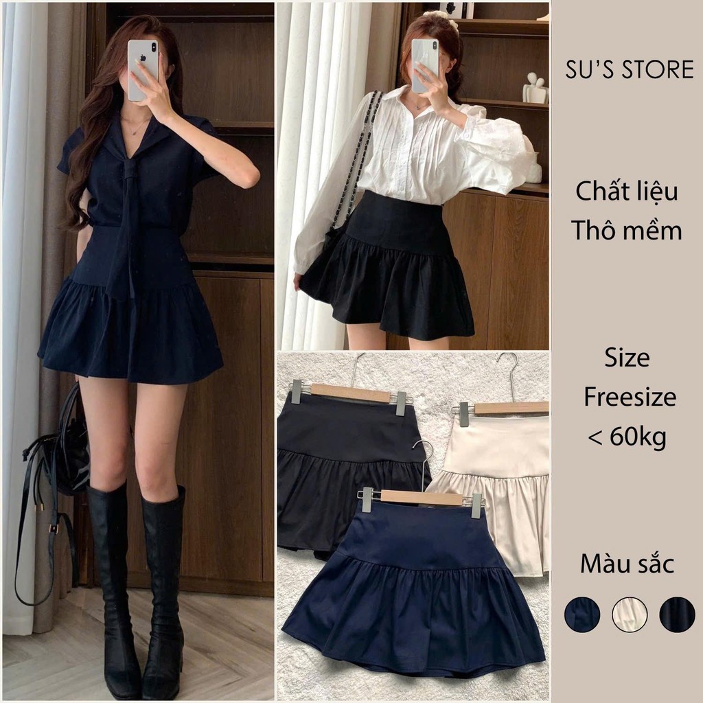 Susstore CV305 ກະໂປງສັ້ນແອວສູງ ຍືດຫຼັງ ແຟຊັນຜູ້ຍິງ