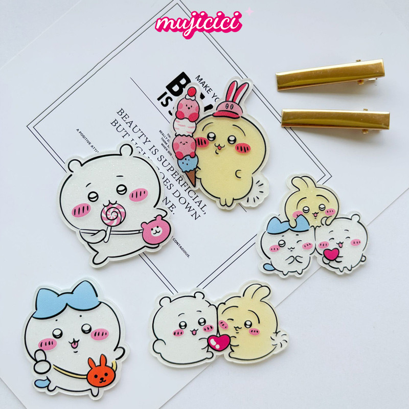 Mujici Chikawa กิ๊บติดผมการ์ตูนน่ารัก กิ๊บติดผมหน้าม้าสําหรับเด็กผู้หญิง เครื่องประดับผมอะคริลิค