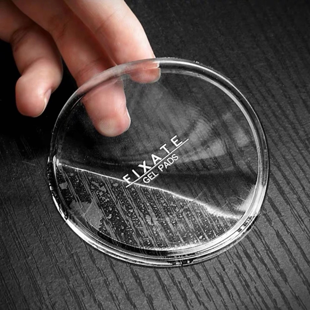 แผ่นกันลื่น Fixate Gel ขนาด 8x8 แผ่นเจลวงกลมสีใส สีดำ 1 ชิ้น แผ่นเจลติดฝาผนัง ติดโทรศัพท์ ติดในรถ