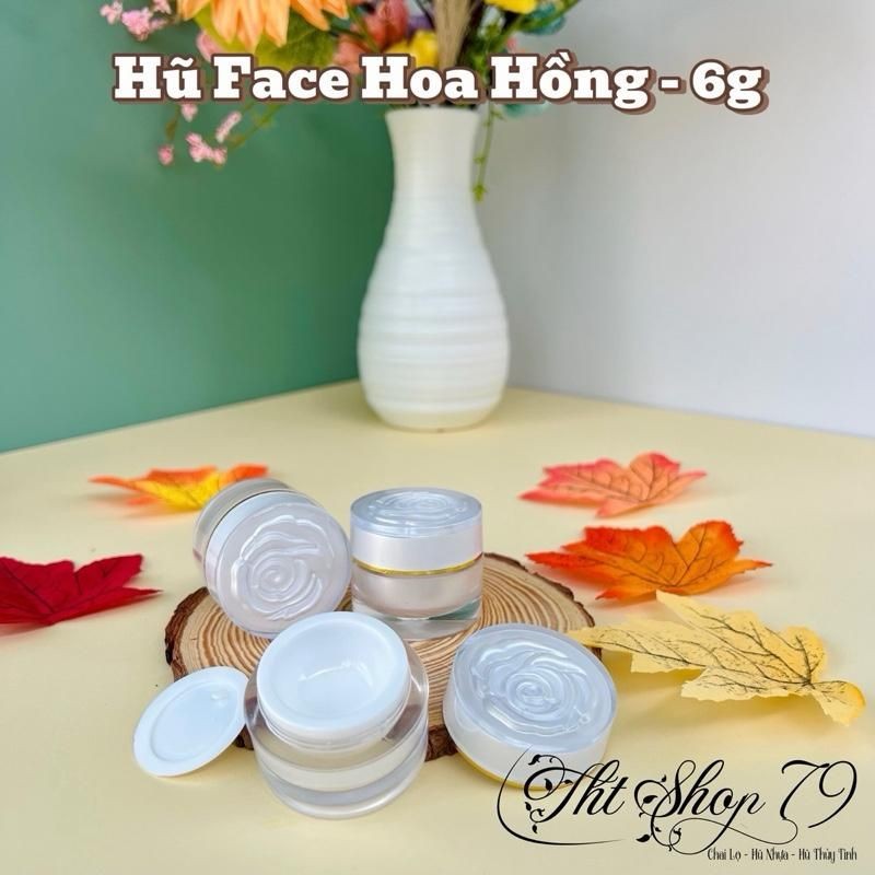 Combo of 50 Rose Face Jars - 6gr - พร้อมฝากันน้ําหก - ใช้เก็บและรักษาครีมบํารุงผิวหน้า