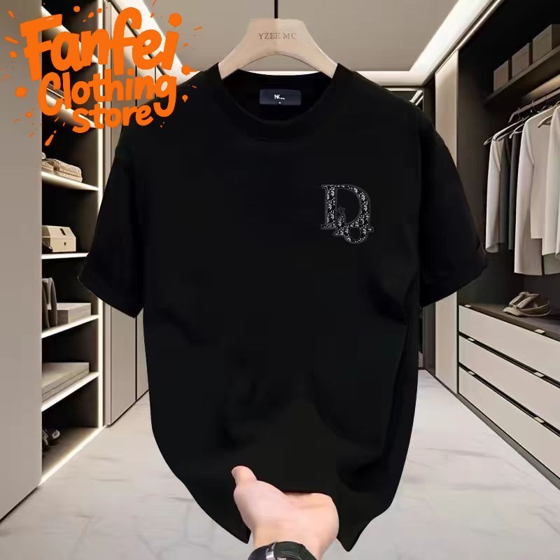 Fanfei เสื้อยืดลำลองหลวมคอกลมแฟชั่นฤดูร้อน (ขาวดำ) ขนาด S-XXXL COD