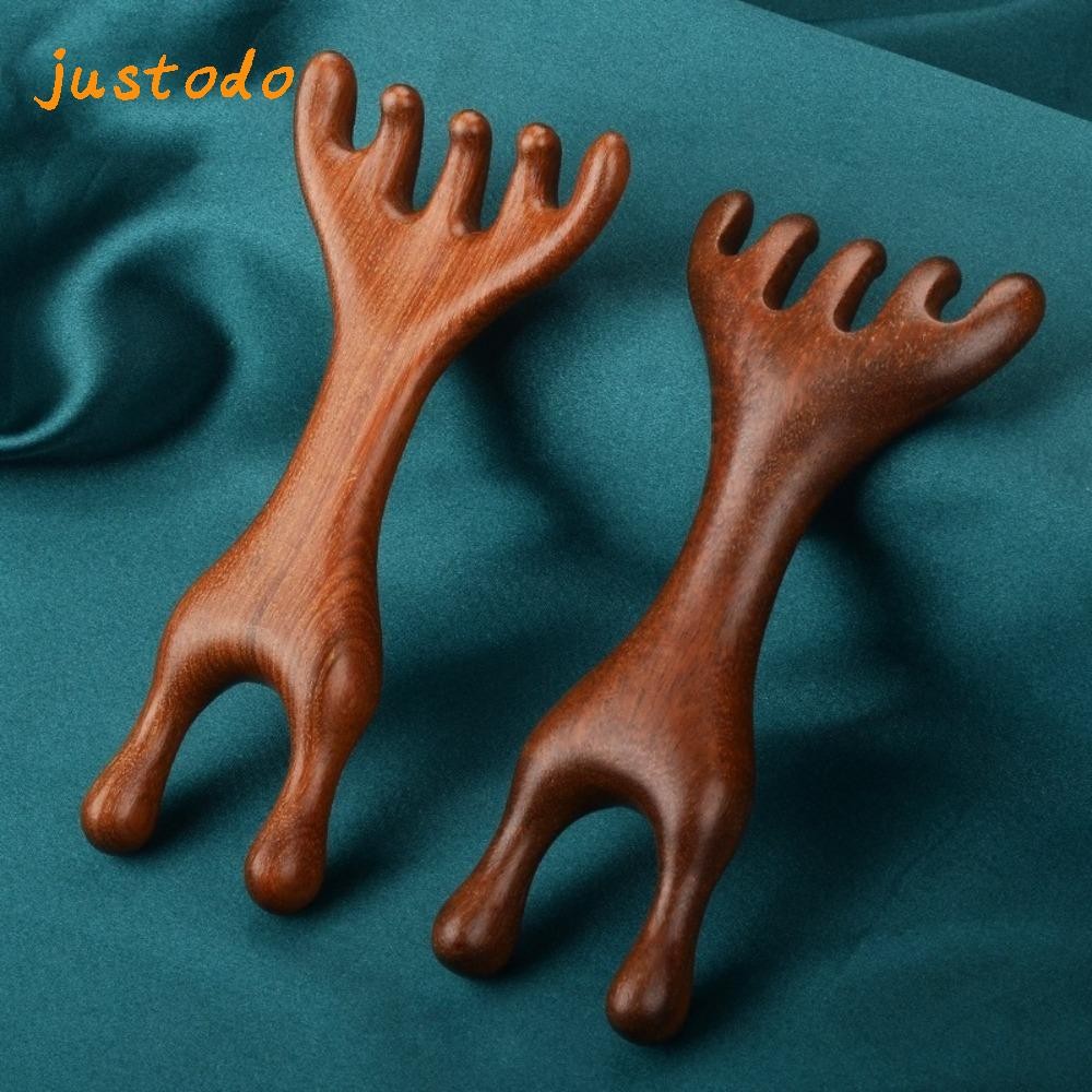 [JUSTODO] 1 ชิ้น/2 ชิ้น หวีนวดบําบัดไม้, กวางเขากวางไม้จันทน์ร่างกาย Meridian หวีนวด, ช่วยการไหลเวียนโลหิตเครื่องมือป้องกันไฟฟ้าสถิตฟันกว้างการดูแลสุขภาพ