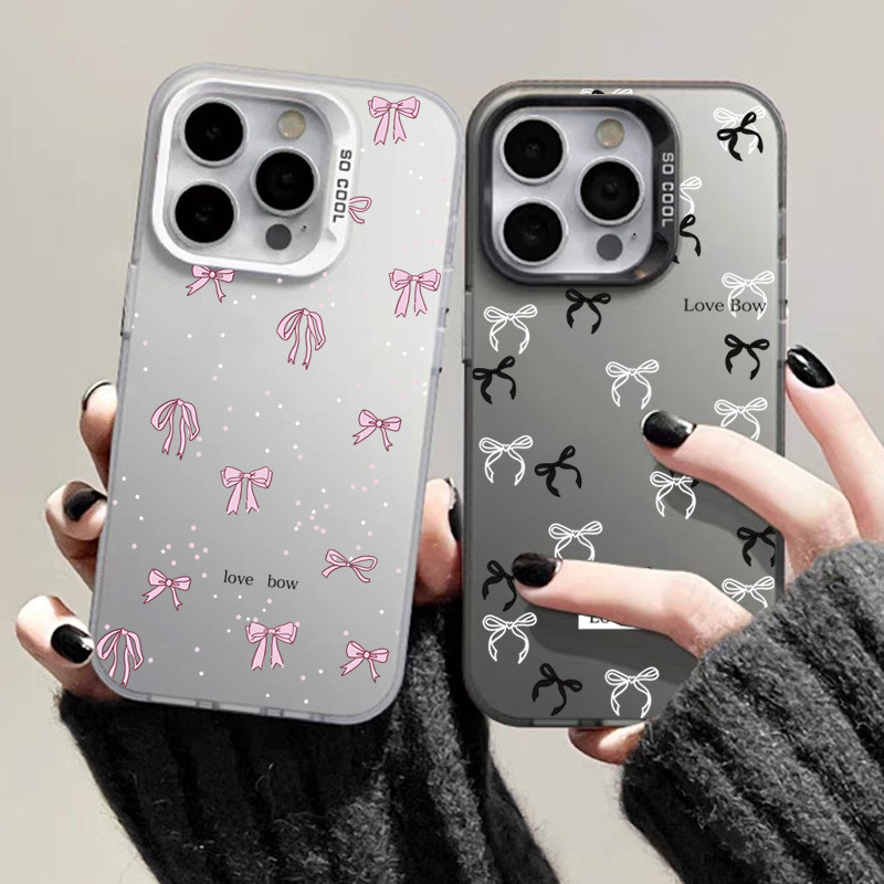 สําหรับ Infinix Smart 9 8 7 5 6 Hot 50i 40 40i 30i 30 Play NFC Spark GO 2024 2025 หมายเหตุ 30 40 Pro Tecno Spark 30C 20C 10 Camon 20 น่ารัก Point Bow Artistic Bow โลหะกันกระแทก Hard Cover