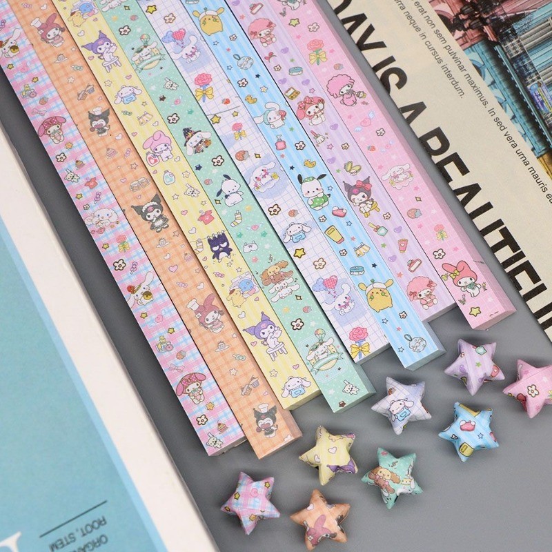 520 ชิ้น Sanrio Star พับน่ารัก DIY Star กระดาษพับพับหัตถกรรมการ์ตูนที่มีสีสัน Lucky Star ของขวัญ