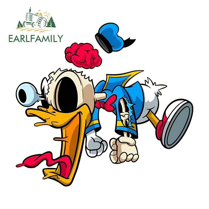 Earlfamily 13 ซม.Zombie Donald Duck การ์ตูนรถสติกเกอร์กันชนกระจกรถจักรยานยนต์ Occlusion Scratch ไวนิล Decal แฟชั่นกันน้ําป้ายรถ ราคา ถูกที่สุด ดีลบีเคเค แกลเลอรีภาพที่ 3