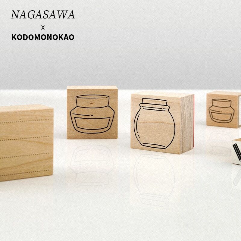 ญี่ปุ่นญี่ปุ่น NAGASAWA x KODOMO NO KAO Limited ไม้ซีลหมึกขวด To-do Item กรอบสี่เหลี่ยม