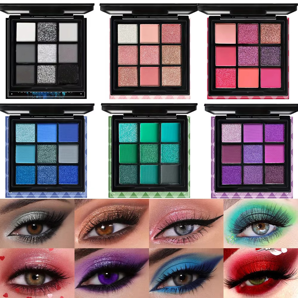 Rebellious Girl จานสีอายแชโดว์ 9 สีสำหรับสุภาพสตรีแต่งหน้าเงามุกแมตต์อายแชโดว์แต่งหน้า Shimmer