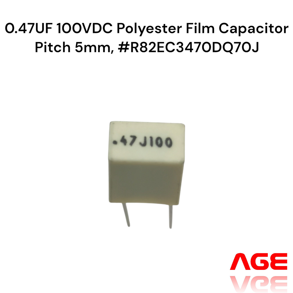 0.47UF 100VDC Polyester Film Capacitor, Pitch 5mm, #R82EC3470DQ70J
