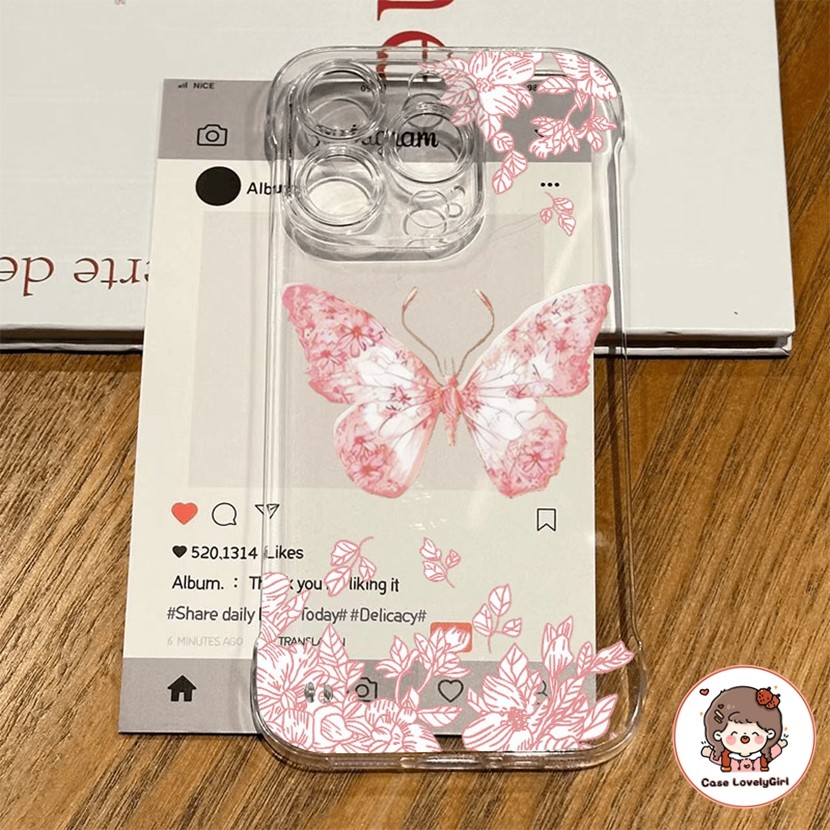 ส่งจากไทย ผีเสื้อซากุระบา เคส OPPO A98 A78 5G A60 A57 A77 A58 A18 A38 A17 A16 A15 A54 A55 A53 A33 A5 A9 A74 A76 A94 A93