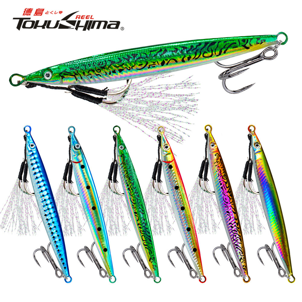 1pc Casting Lure เลเซอร์โลหะ Jig พิมพ์ Fast Sinking Jigging 14G-45G เหยื่อประดิษฐ์ Hard เหยื่อ Sharp Hooks สําหรับเรือตกปลา