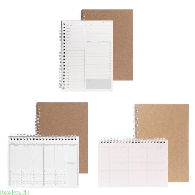 รู้สึกว่าหนังสือวางแผน รายเดือนรายสัปดาห์รายวันกําหนดกําหนดเวลาไดอารี่เปล่า ทําเอง สมุดบันทึกการศึกษา