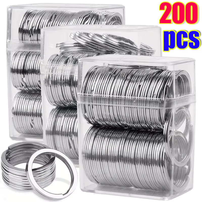 50/100/200 ชิ้นขัด Sliver แหวนโลหะ - DIY รอบสายแบนแยกพวงกุญแจอุปกรณ์เสริม