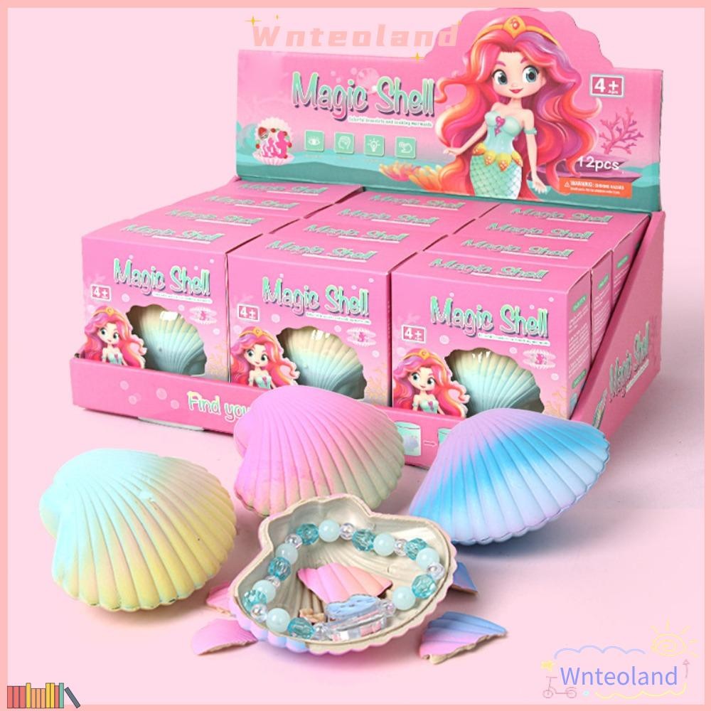 กล่องสร้อยข้อมือ WNTEOLAND, สไตล์สุ่มวัสดุพลาสติกสร้อยข้อมือเด็ก, ของเล่นเปลือกหอยสีสันสดใส