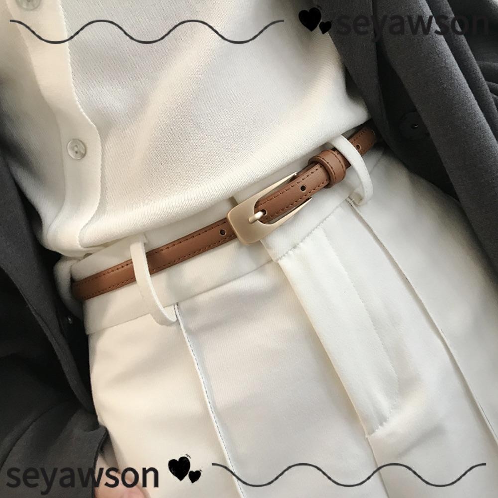Seyawson เข็มขัดหัวเข็มขัดโลหะแฟชั่น Retro Vintage สายรัดเอวบาง