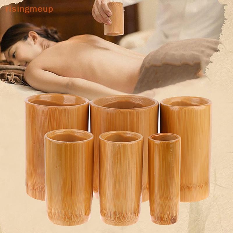 [risingmeup] จีนโบราณ Jar Fire Cupping Set Body Cellulite Kit Carbonized ไม้ไผ่ดูดถ้วยนวดฝังเข็ม