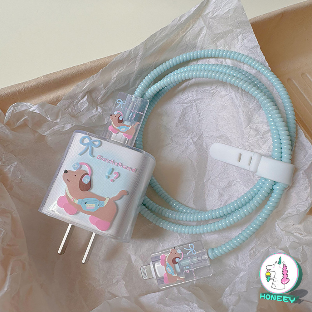น่ารักลูกสุนัขสาย Charger Protector สําหรับ IPhone 15 14 13 12 Pro Max 18W/20W โทรศัพท์ Charger ข้อมูลสายป้องกัน Sleever