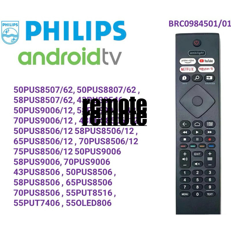 Philips 4K Smart Android TV รีโมทคอนโทรล BRC0984501/01 รีโมททีวี Philips