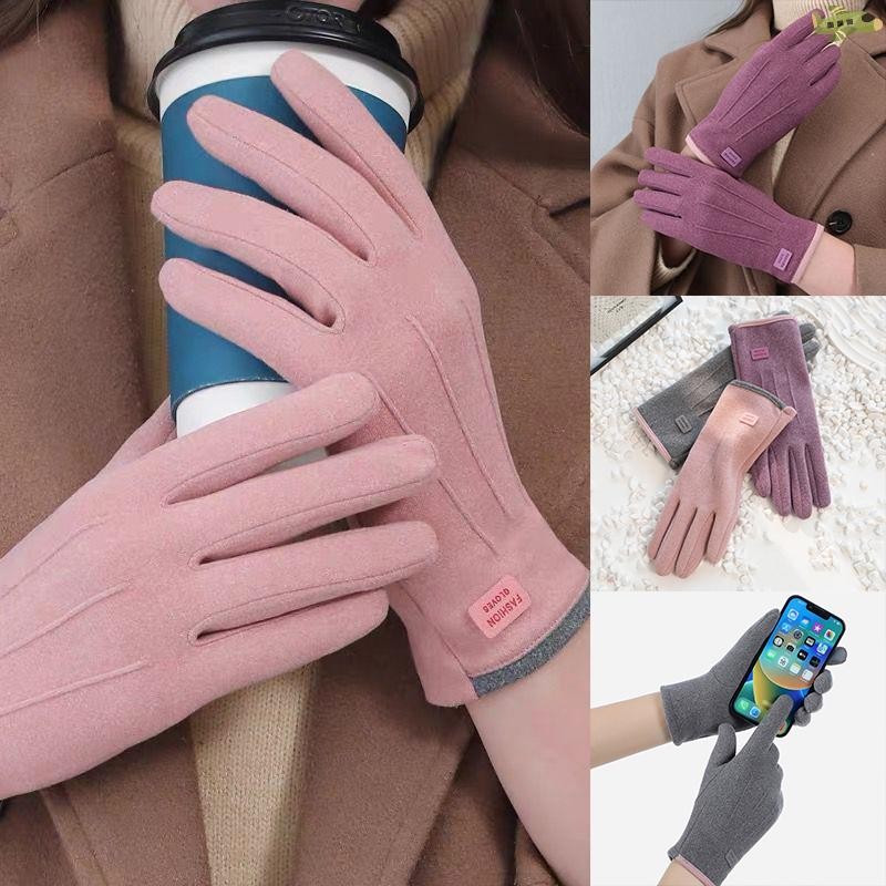 [UNC] ผู้หญิงฤดูหนาวหนา Plush ถุงมือแฟชั่น Warm Suede กลางแจ้ง Guantes Lady Touchscreen ถุงมือขับรถกีฬาขี่จักรยาน Mittens TH