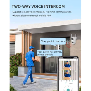 LLSEE ICSEE 4K 8MP เลนส์คู่ติดตามการเคลื่อนไหว WIFI กลางแจ้งไร้สายกล้องวงจรปิดกันน้ำตรวจจับมนุษย์ปลุก IP กล้องรักษาความปลอดภัย Night Vision สีสันสองทางโทร