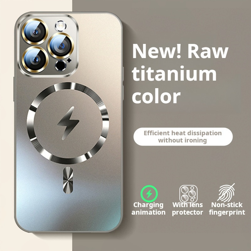 Desert gold AG Frosted Glass เคสโทรศัพท์แม่เหล็กสําหรับ iPhone 16 Pro Max 15 14 13 12 11 Pro Max Plus กล้องเต็มเลนส์ป้องกันกรณีกันกระแทก Matte Hard ฝาหลัง - รูปที่ 3