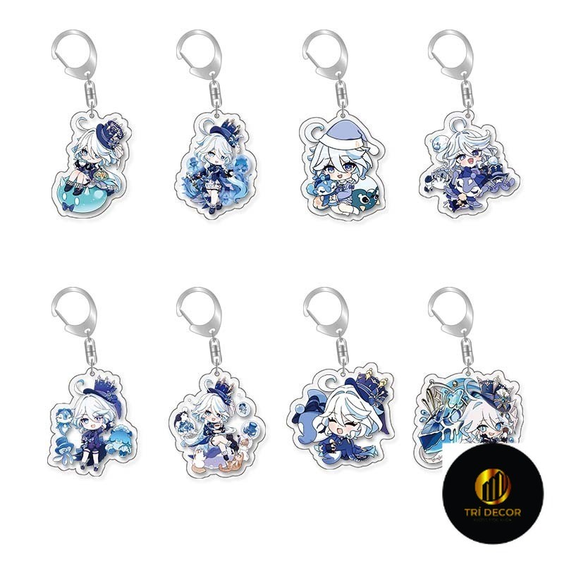 เกม Genshin Impact Furina Focalors จี้น่ารักรูปพวงกุญแจพวงกุญแจชุดของขวัญ