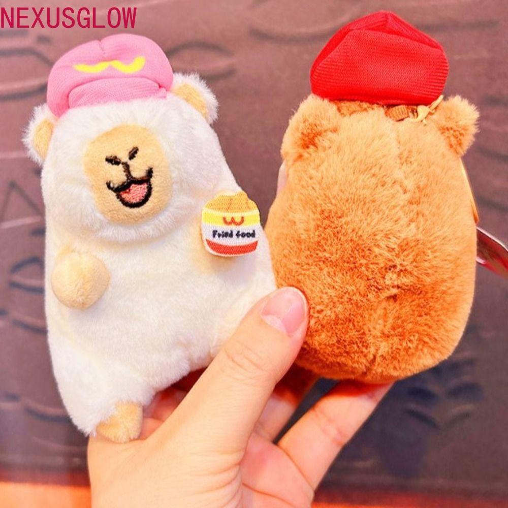 Nexusglow พวงกุญแจ Capybara ของ McDonald, Soft Creative Capibara กระเป๋าแขวน, การ์ตูนน่ารักตลกพวงกุญแจ Plush Kapibara จี้จี้กุญแจรถ