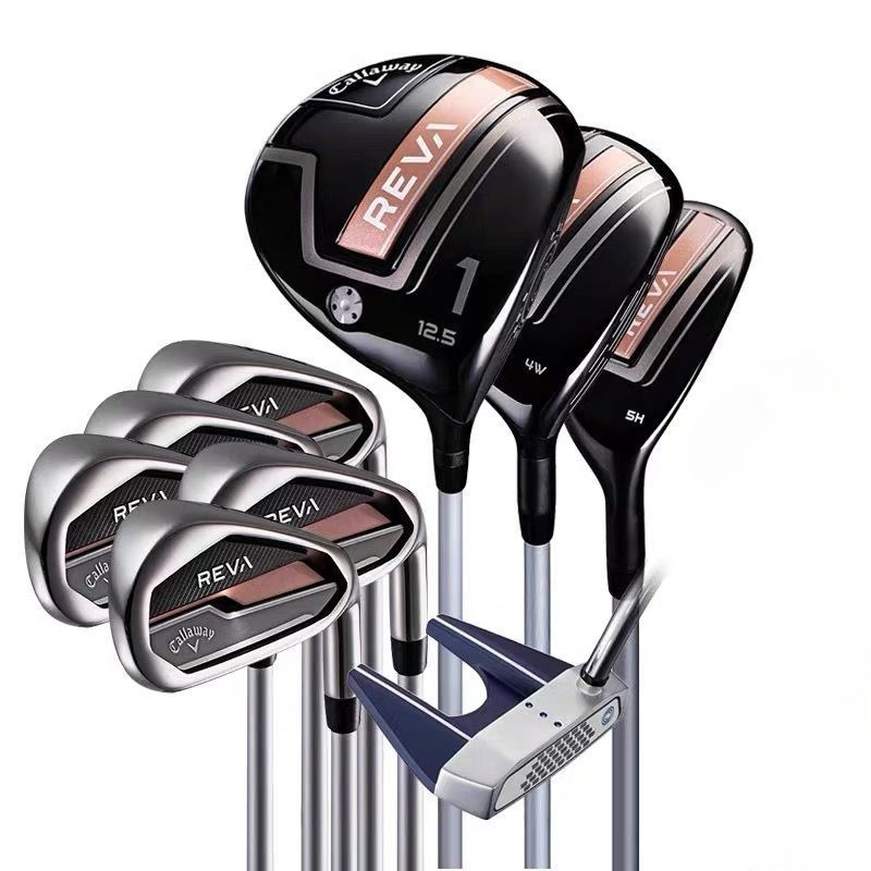 Callaway REVA ROSE ใหม่ชุดกอล์ฟคลับสําหรับไดร์เวอร์ WOMAN + 3FW + 5FW + utter + Irons Golf Club Set 