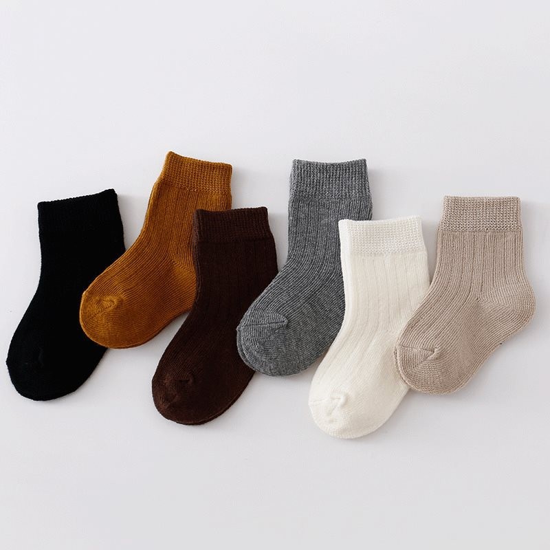 ฤดูใบไม้ผลิเด็กทารกหญิงถุงเท้าสีทึบทารกแรกเกิดถุงเท้าผ้าฝ้ายนุ่มอบอุ่นถุงเท้าธรรมดา0-5ปี
