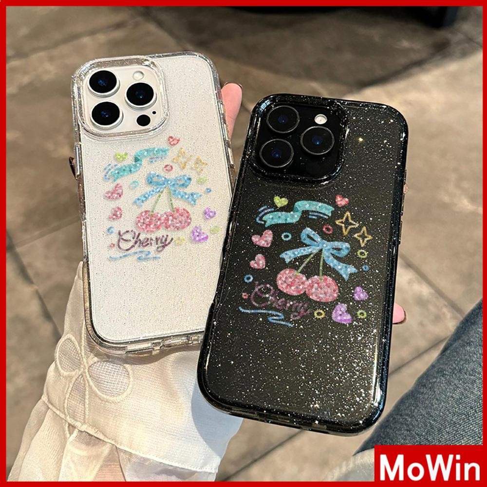 Movin - เคส iPhone 16 Pro Max iPhone 11 เคสใสแบบแวววาว TPU นุ่มสีสันสดใส เชอร์รี่น้อยน่ารักและอร่อย Compatible iPhone15 Pro max 14 13 12 Pro max XS XR 7 Plus 8 Plus