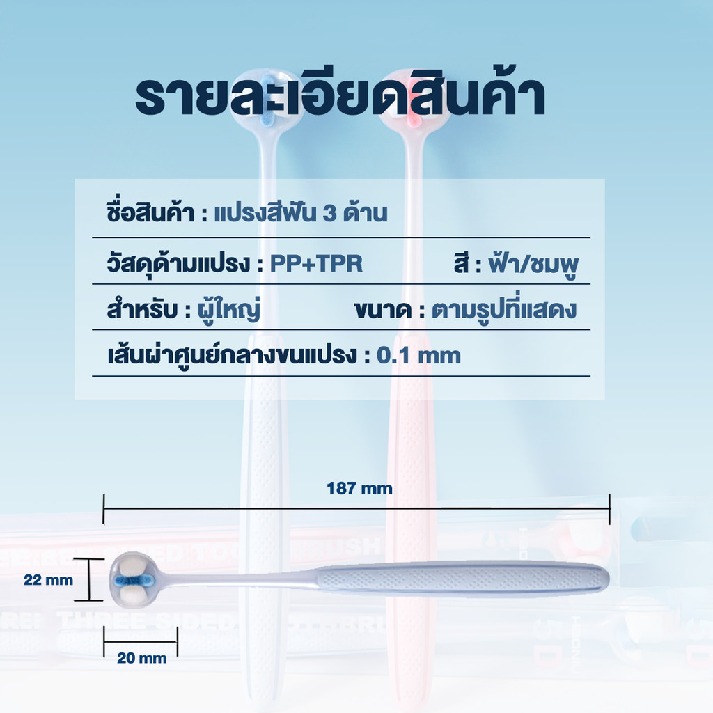 แปรงสีฟัน 3D แปรงได้สามด้าน ขนแปรงนุ่ม 3 ด้าน สําหรับดูแลช่องปาก สําหรับผู้ใหญ่ - รูปที่ 7