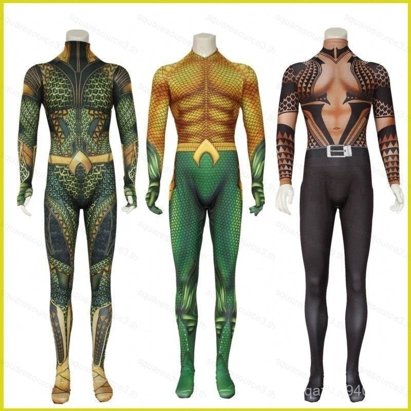 SQ3 aquaman 2คอสเพลย์ jumpsuit Man 3D tights One Piece ชุดเด็กผู้ใหญ่ aquaman และ Lost Kingdom Hallo