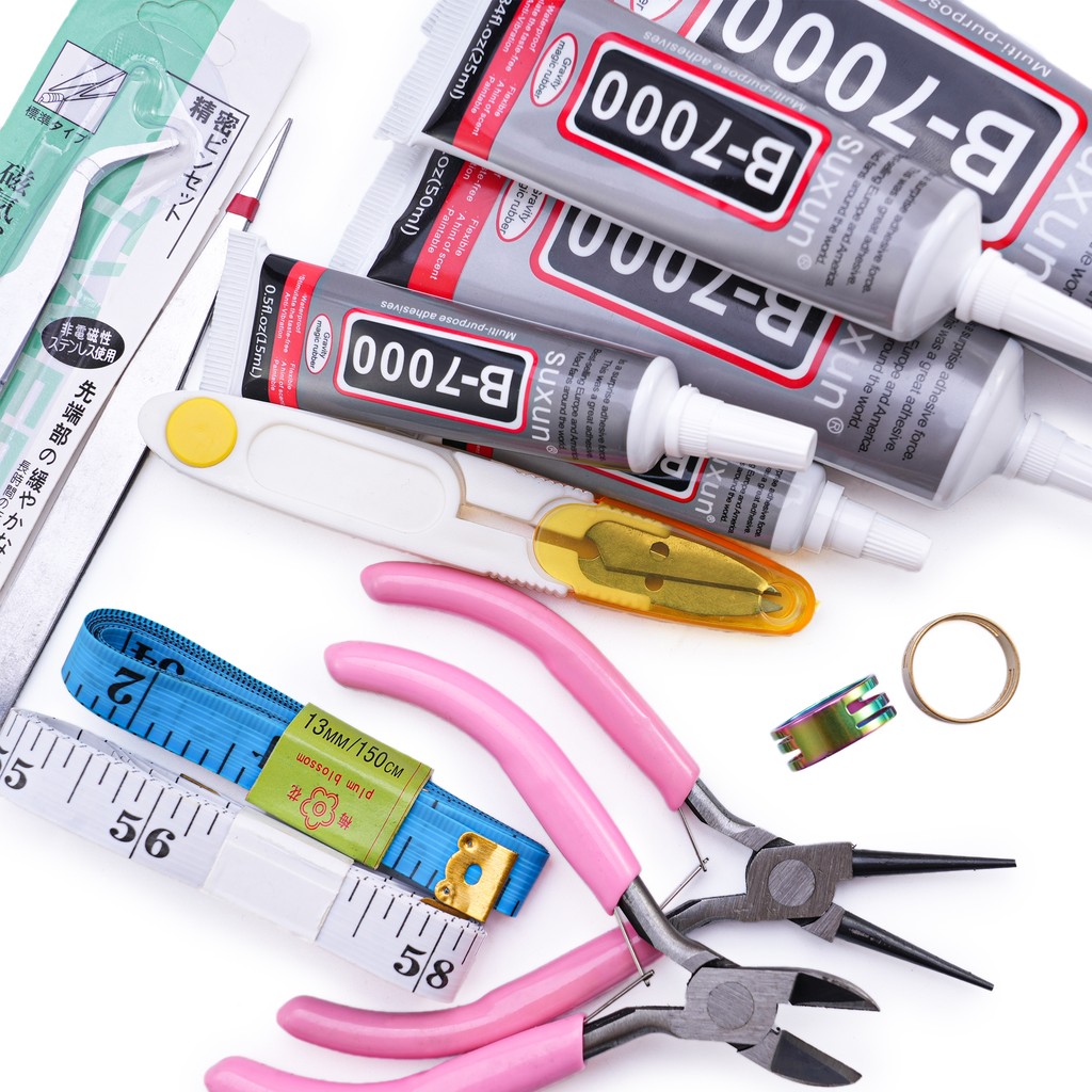 ชุดอุปกรณ์ทำสร้อยข้อมือและสร้อยคอมือทำ พร้อมกาว กรรไกร คีม และawl