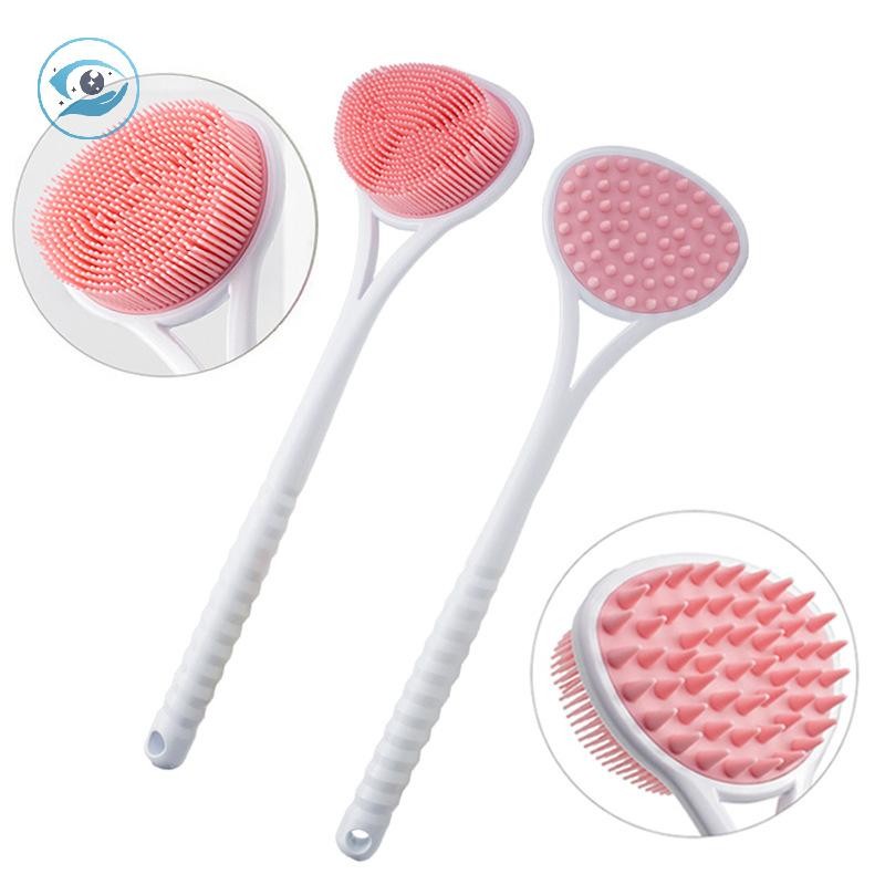 [Smw] แปรงซิลิโคนร่างกายแปรงอาบน้ํา Back Scrubber Long Handle Bath Shower Brush TH