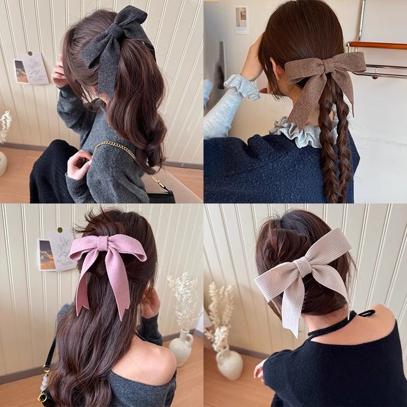 กิ๊บติดผมปากเป็ดโบว์ถักสไตล์เกาหลีสําหรับผู้หญิงกลับหัวผม Grabber