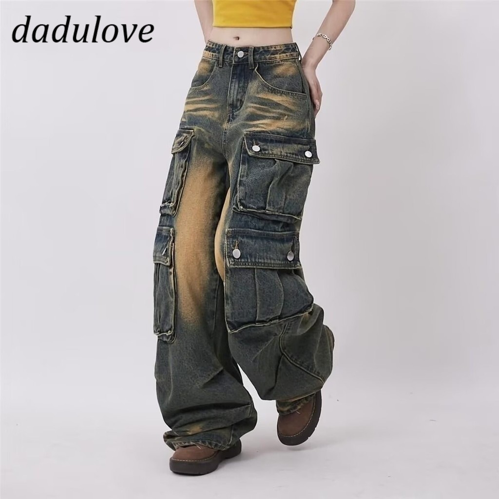 DaDulove💕 New American Style Ins High Street Hip Hop Jeans Niche High Waist Loose Wide Leg Pants plus Size Trousers