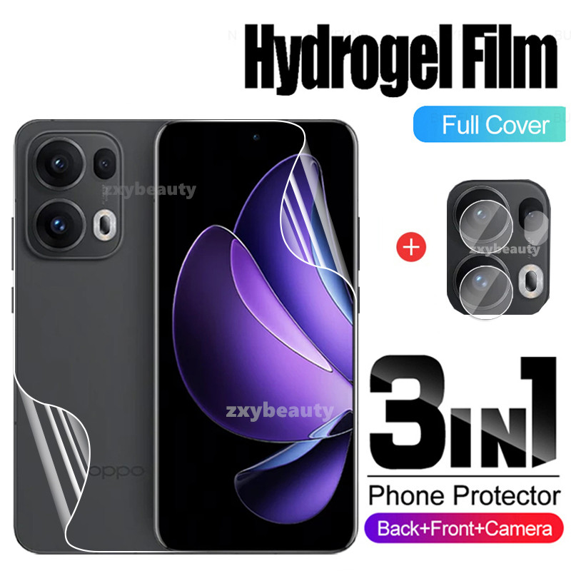 3in1 Soft Hydrogelฟิล์มสําหรับOPPO Reno 12 11 10 Pro Plus 5G 12F 2024 ฟิล์มด้านหลังสําหรับReno10 10Pro 12Pro Reno11 11Pro Reno12 11Fกล้องเลนส์Pro Full Cover Screen Protector